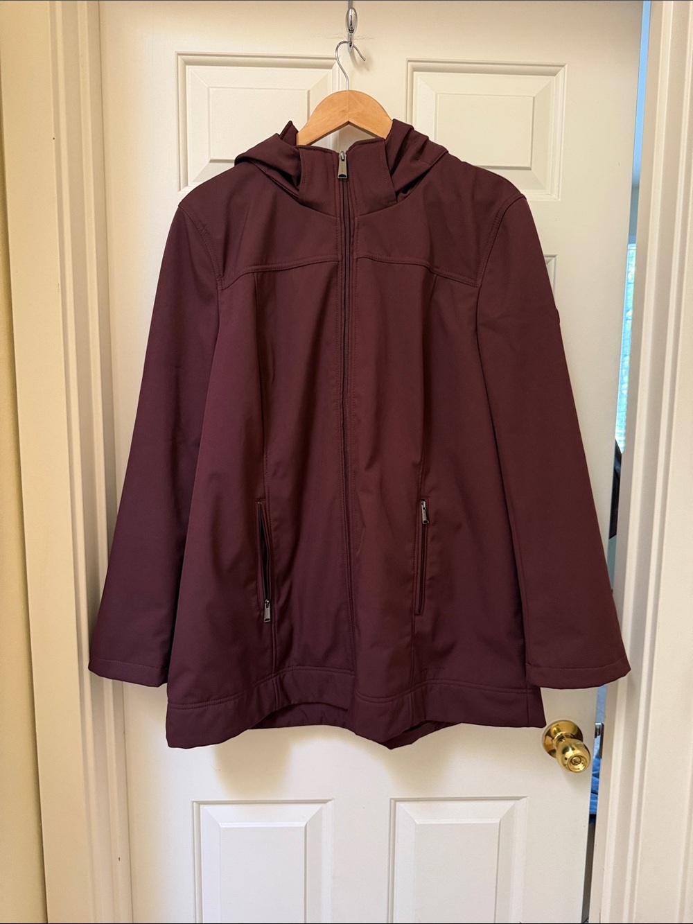Andrew Marc Women's Hooded Jacket - Burgundy Plum -XXL